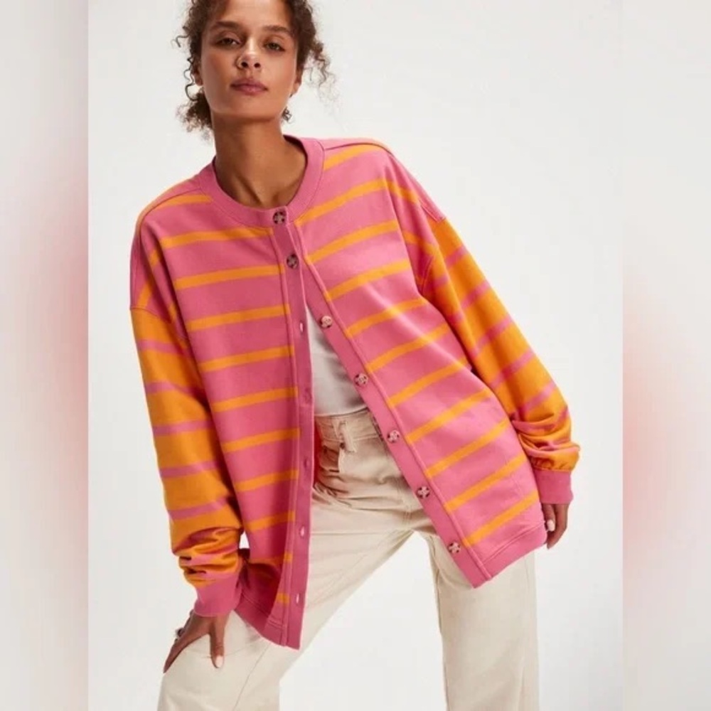Free People Classic Striped Cardigan